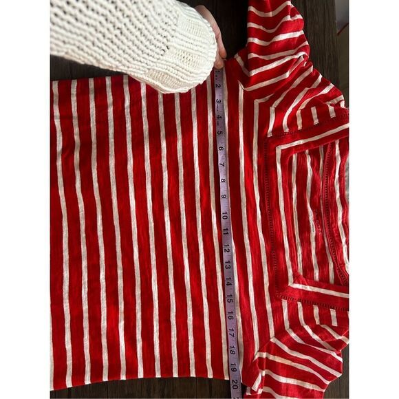 Talbots Red Striped Square Neckline 3/4 Sleeve Cotton Top Size M Nautical Knit - Picture 8 of 9